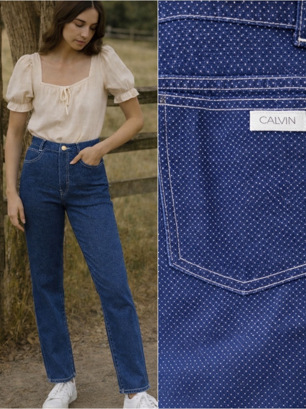 Vintage Calvin Klein Polka Dot Jeans Deadstock USA Made High Waisted W23
